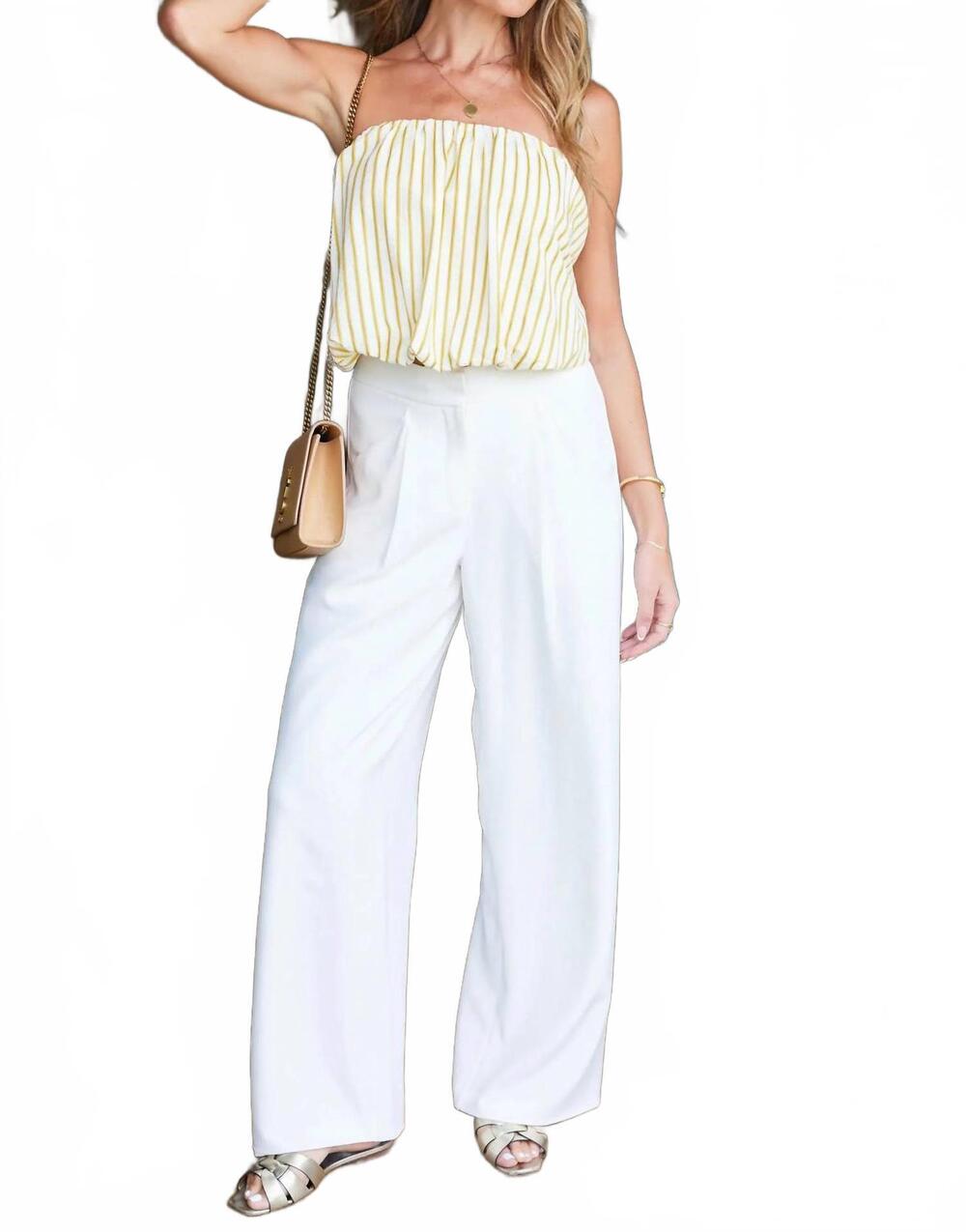 NEW BISHOP + YOUNG serene bubble top in citron stripe